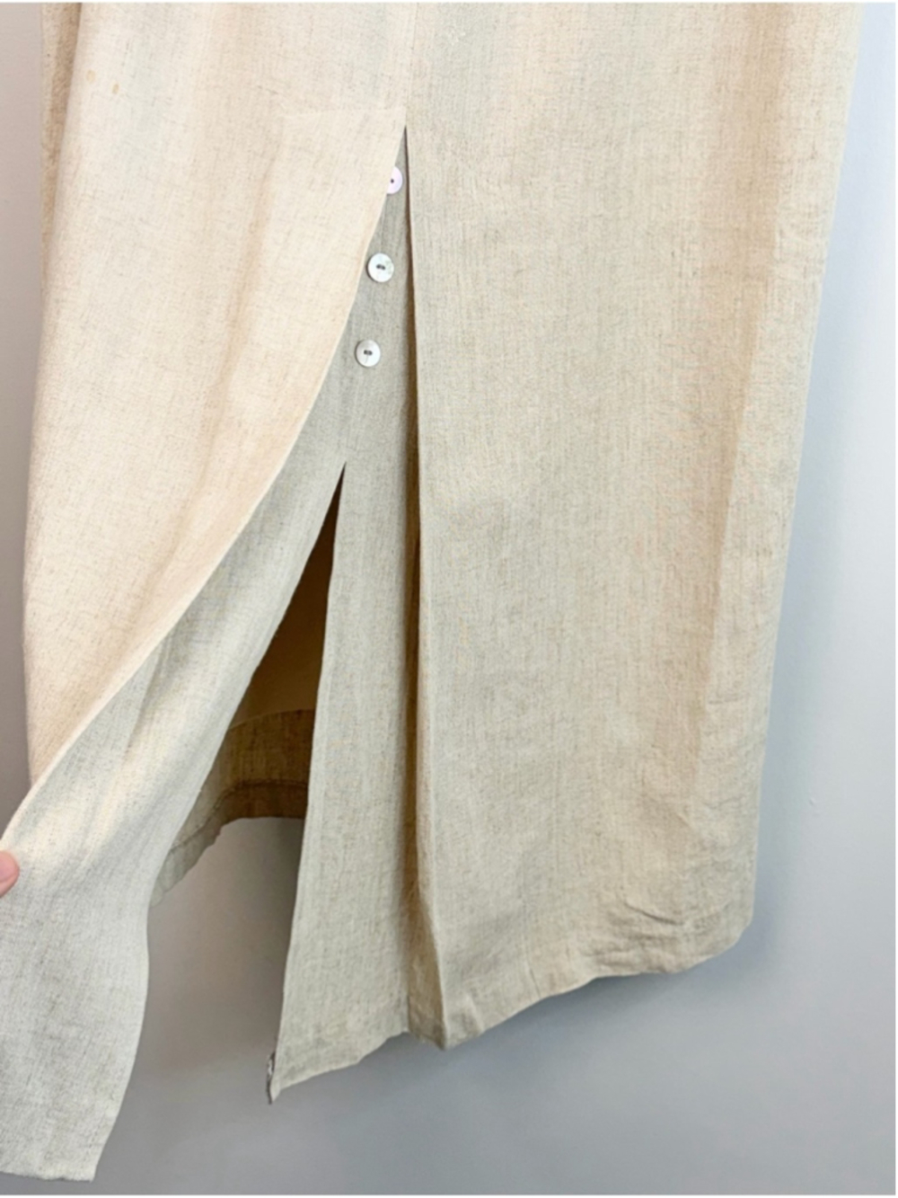 Vintage 80s 90s linen blend beige long minimalist old money maxi skirt 9 - Picture 9 of 15